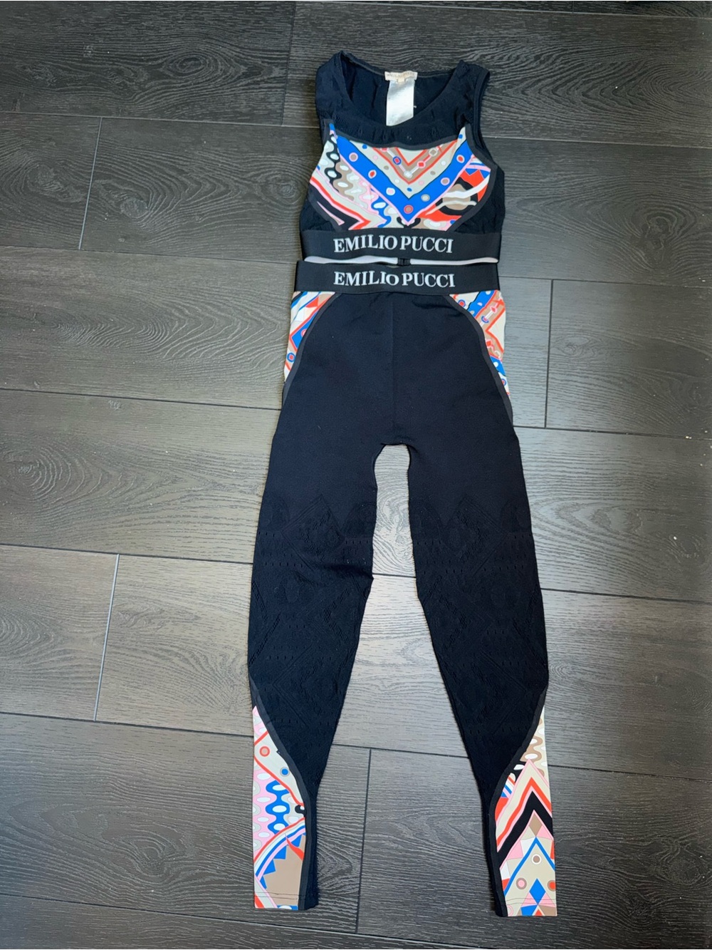 Emilio Pucci Black Jumpsuit with Multicolor Geometric Print